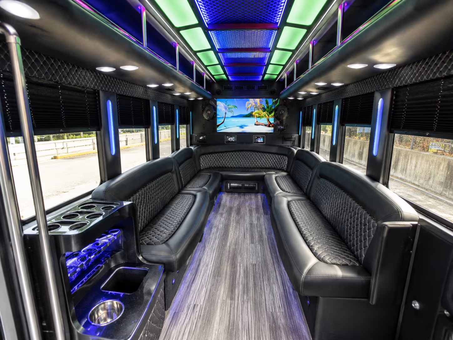 santa ana 18 passenger party bus inside
