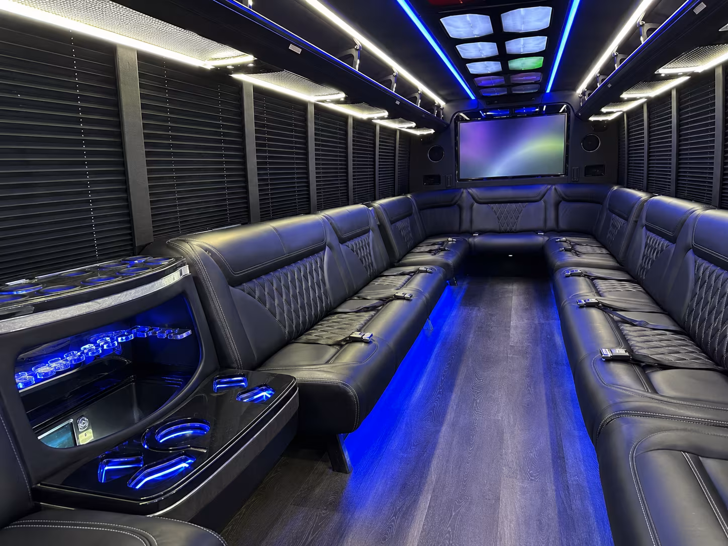 santa ana 20 passenger party bus inside